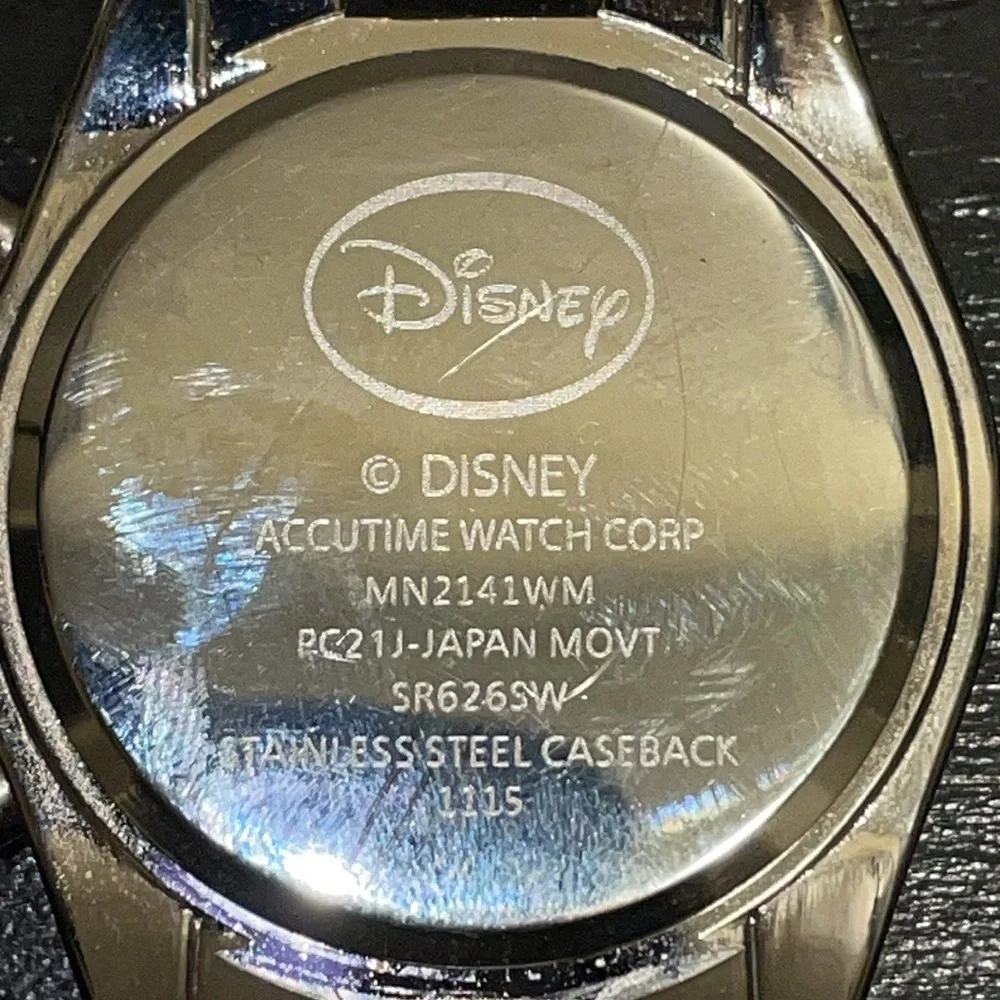 Vintage Accutime Women's Minnie Mouse Silver Tone Blue Face Watch